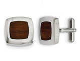 Men's Stainless Steel Wood Inlay Cuff Links